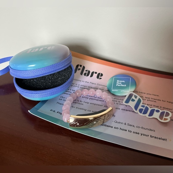 Flare Rose Quartz Gold Beaded Smart Safety Bracelet xs/s - Picture 2 of 4